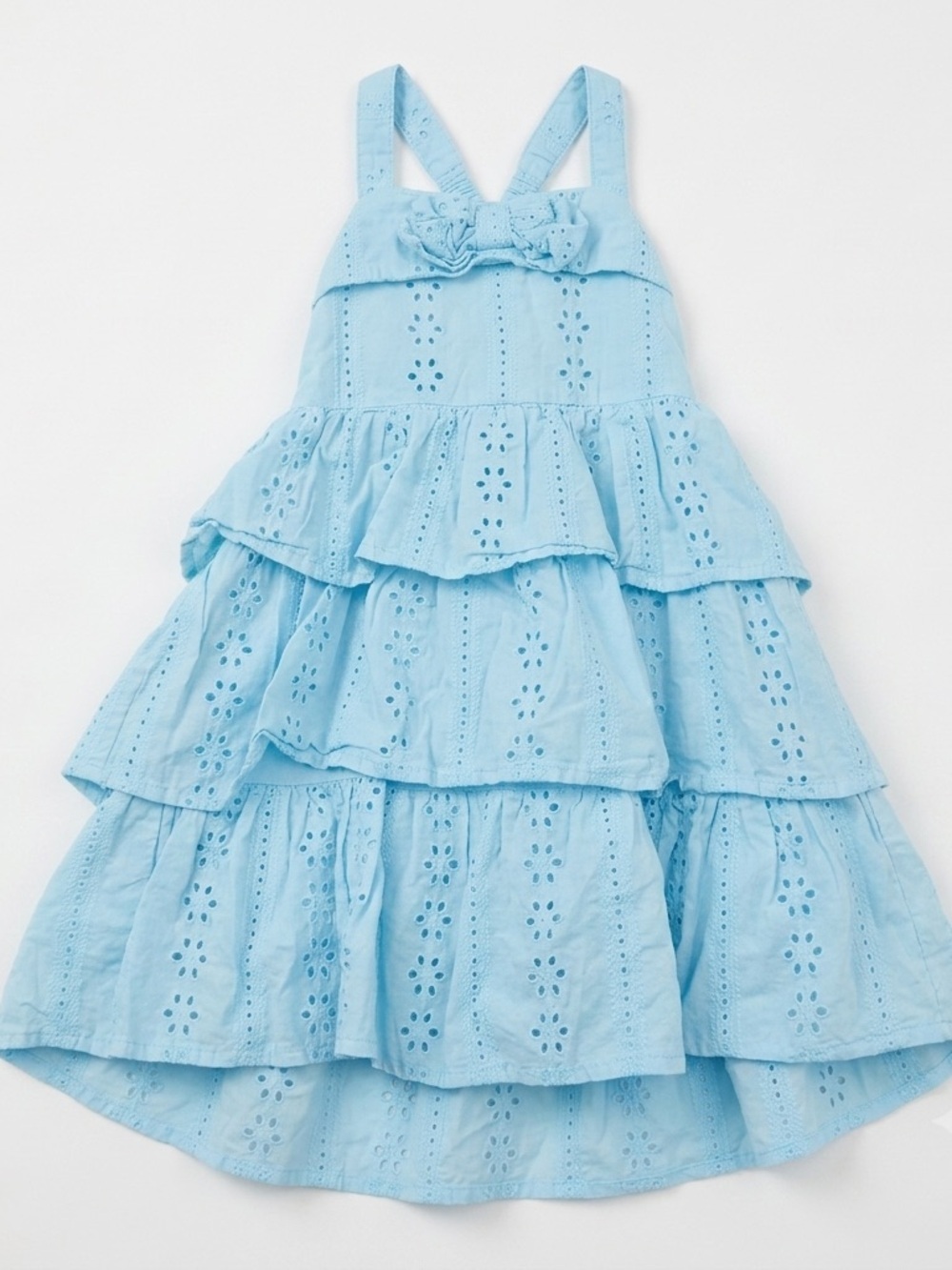 Janie and Jack Blue Halter Neck Eyelet Ruffle Dress SIZE 18-24 Months